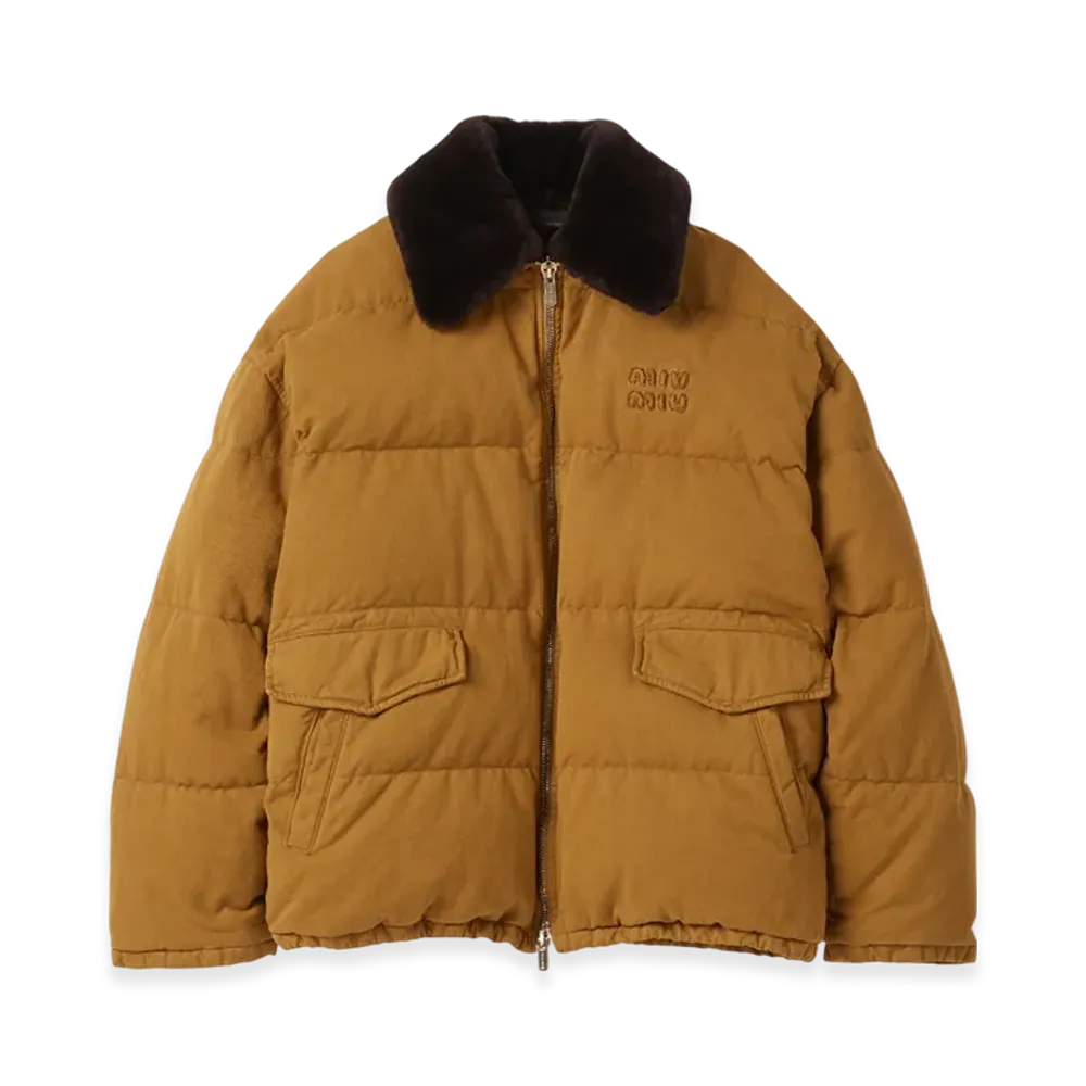 MIU MIU Women's Gabardine Down Jacket "Ochre"