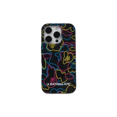 A BATHING APE Neon Camo Iphone 16 Pro Case "Black"