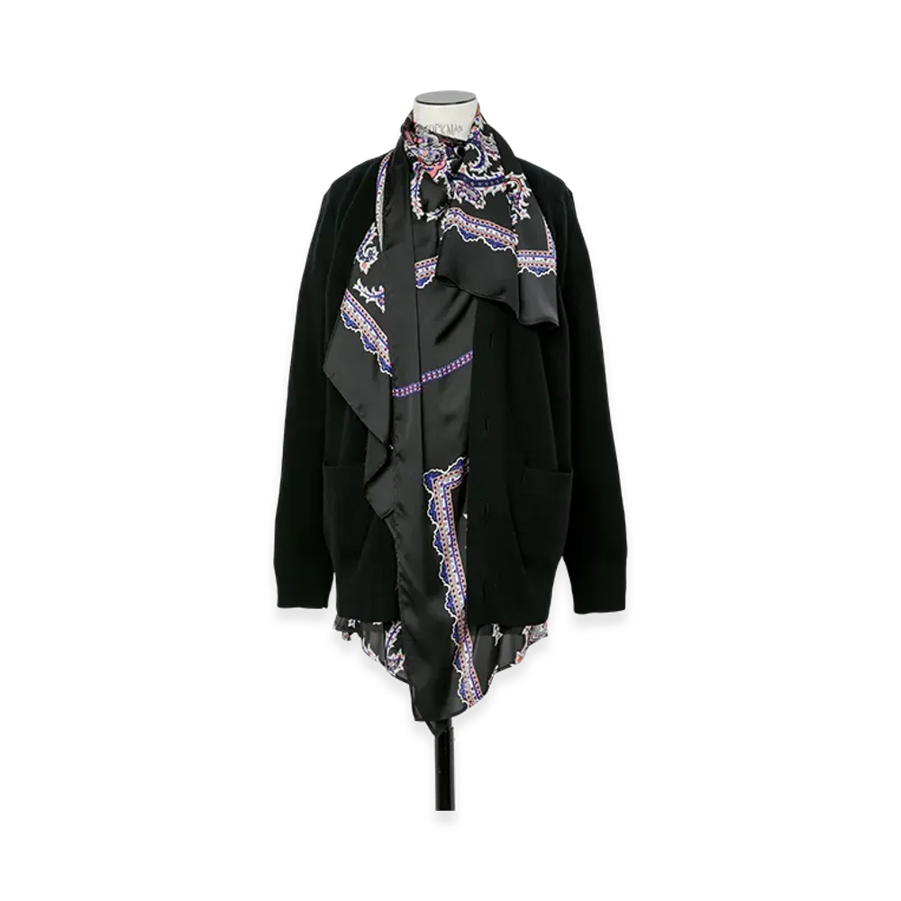 sacai Paisley Print x Wool Knit Cardigan "Black/Black"