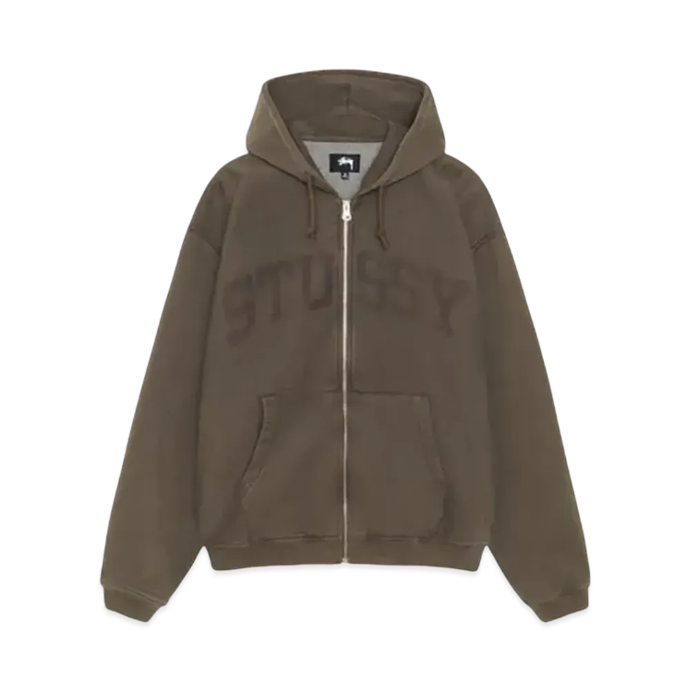 Stussy Zip Hoodie Faded Graphic "Olive"
