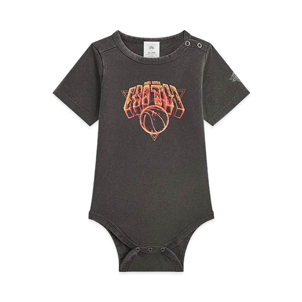 Kith Baby for the New York Knicks Vintage Fire Bodysuit "Black"