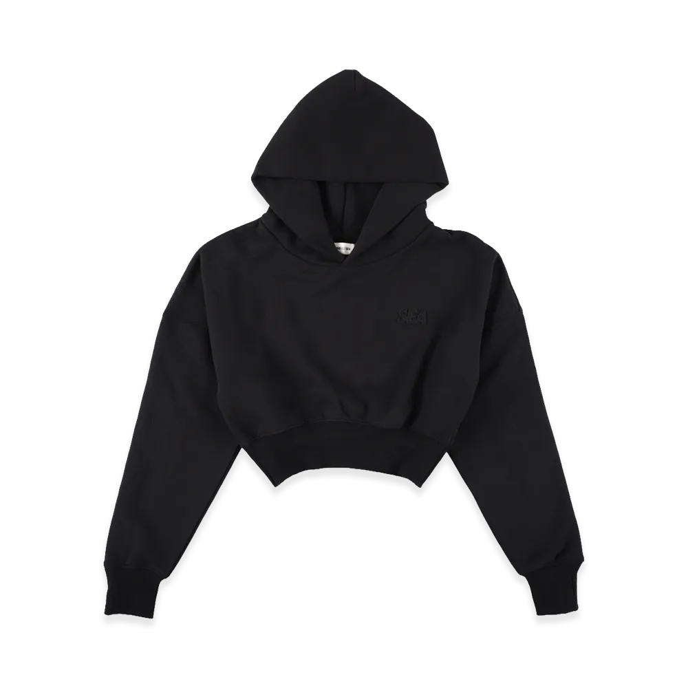 WIND AND SEA Cozy Cloud Cropped Hooded Sweatshirt "Black"