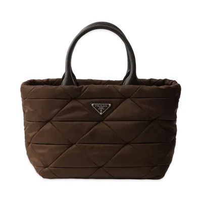 PRADA Medium Padded Re-Nylon x Leather Tote Bag "Sienna Brown"