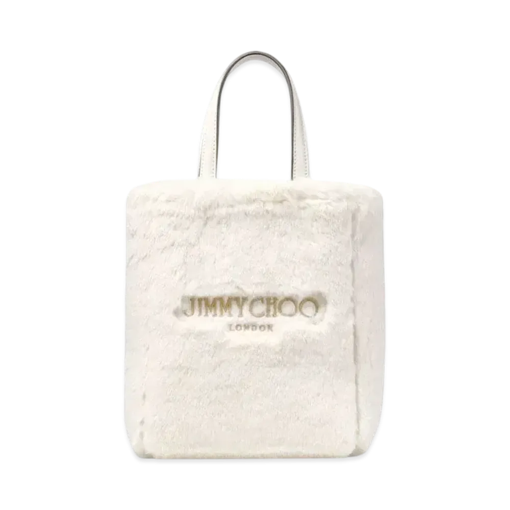 Jimmy Choo Lenny North-South S Suede Tote Bag "Latte/Light Gold"