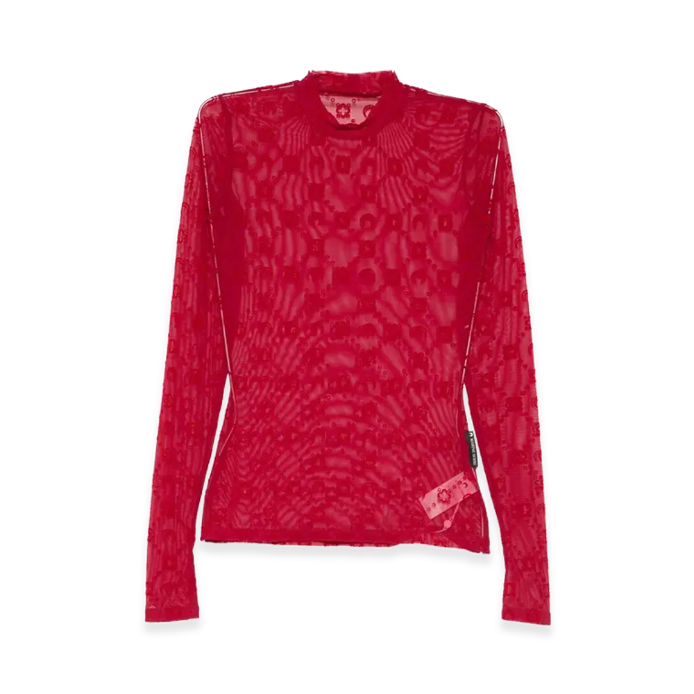 Marine Serre Women's Mesh Top With Logo "Red"