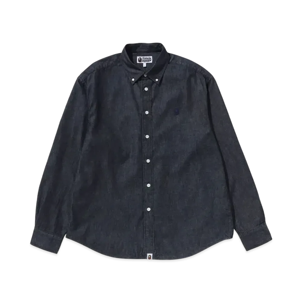 A BATHING APE One Point Light Weight Denim Ls Shirt "Indigo"