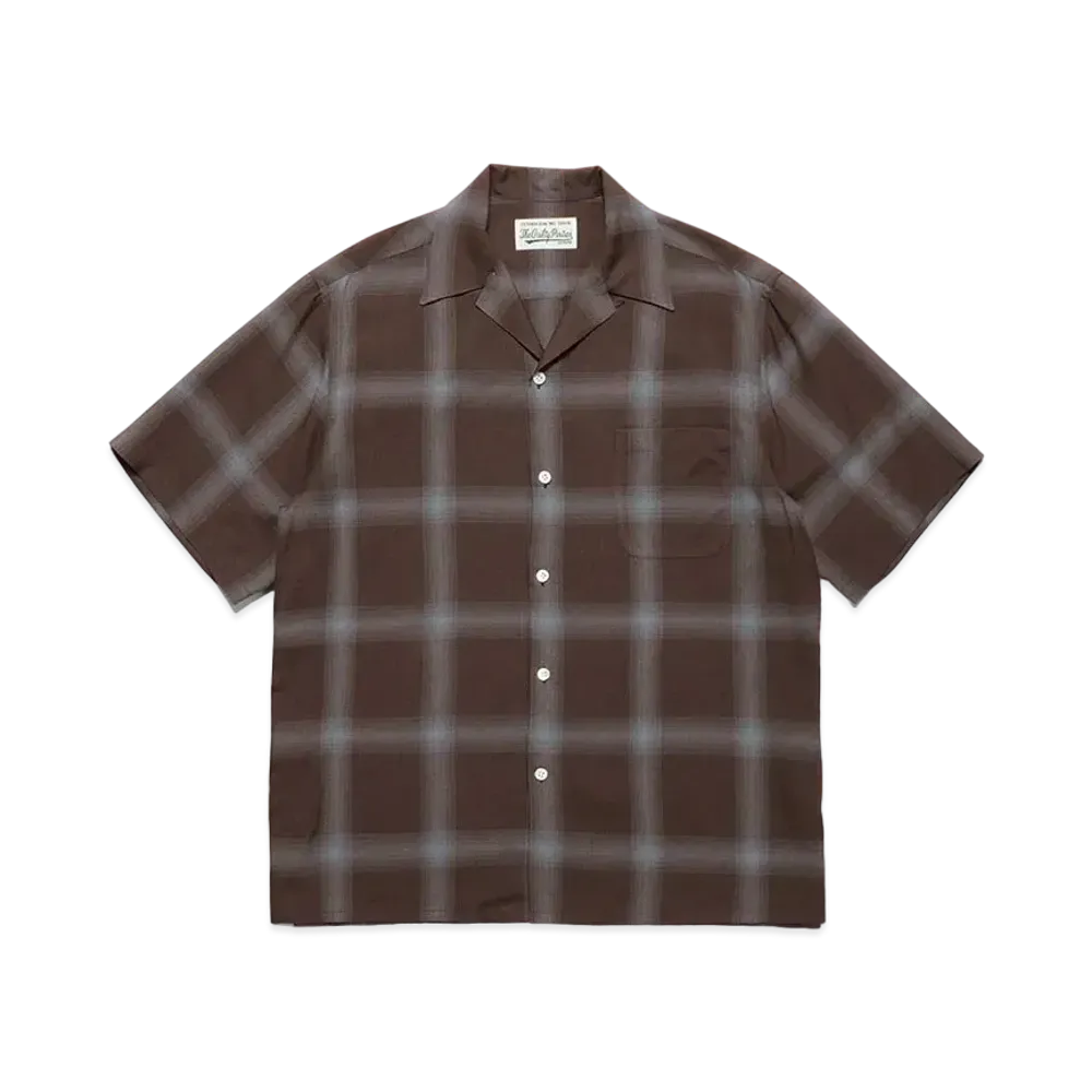 WACKO MARIA Check Open Collar Shirt "Brown"