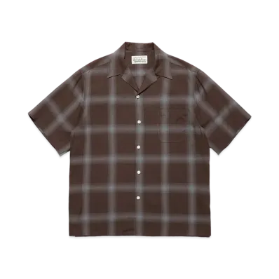 WACKO MARIA Check Open Collar Shirt "Brown"