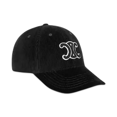 CELINE Triomphe Baseball Cap in Corduroy "Black"