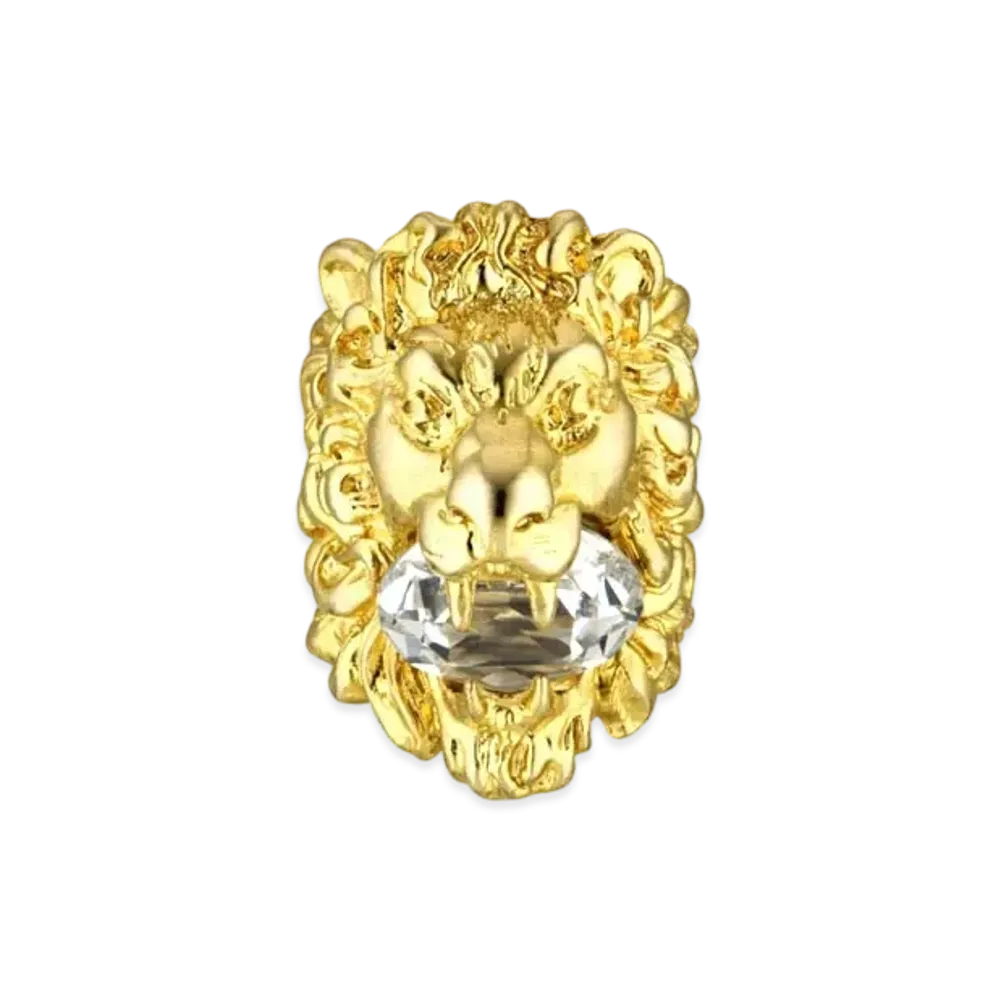 GUCCI Lion Head Ring With Crystal "Gold"