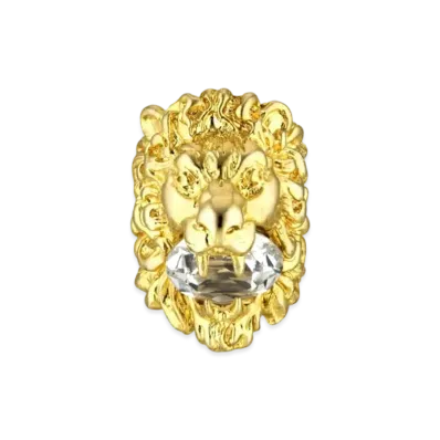 GUCCI Lion Head Ring With Crystal "Gold"