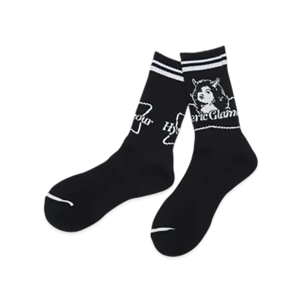 HYSTERIC GLAMOUR 2Tone Devil Woman Sports Socks "Black"