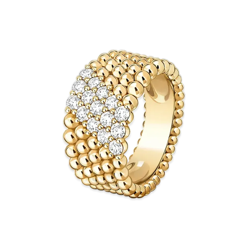 Van Cleef & Arpels Perlee diamonds ring 5 rows model "18K Yellow gold/Diamond"