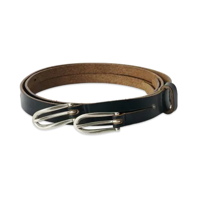 OUR LEGACY Women's Twin Tongue Belt "Black Chromexcel Leather"
