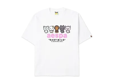 A BATHING APE x aespa Baby Milo Relaxed Fit Tee "White"