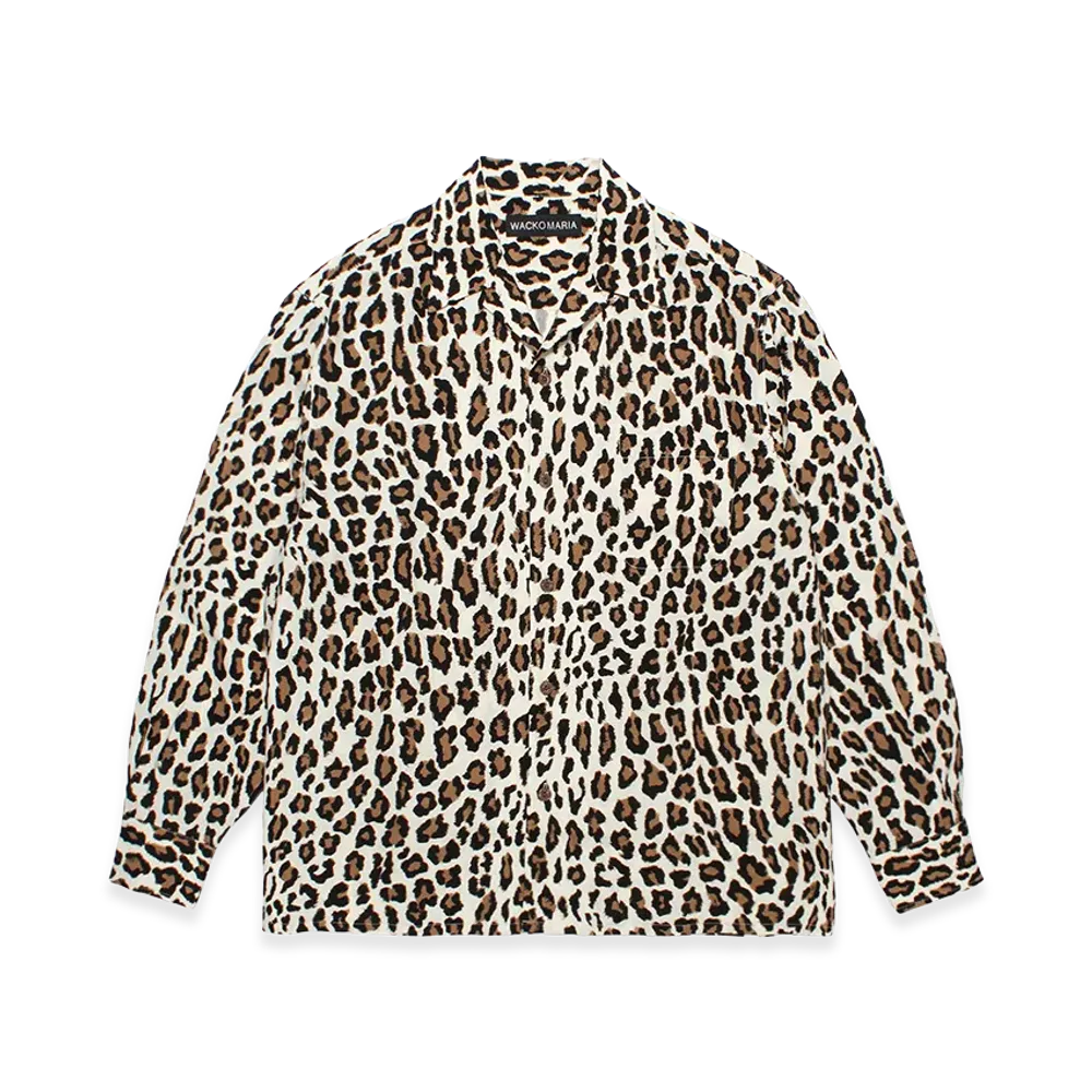 WACKO MARIA Leopard Open Collar Shirt "Ivory"