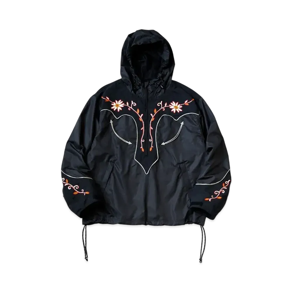 KAPITAL Poly Taffeta Cactus Flower Parker "Black"