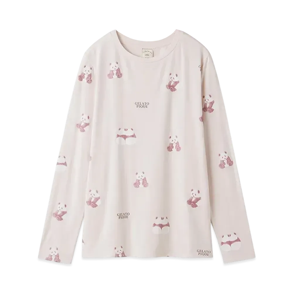 GELATO PIQUE Panda Pattern Long T-Shirt "Pink"
