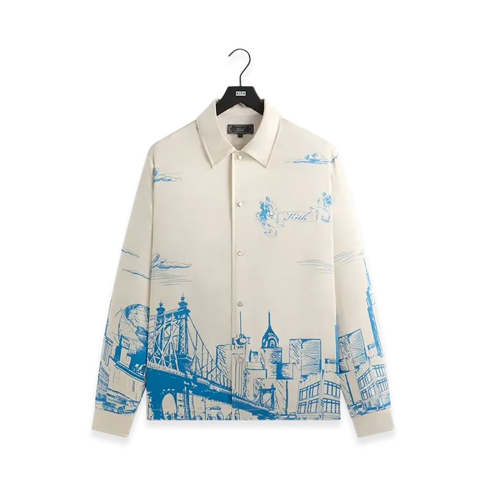 Kith Scenic Long Sleeve Boxy Collared Overshirt "Sandrift"