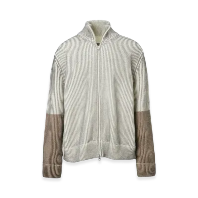 MM6 Maison Margiela Men's Zip-Up Knit Blouson "Off White/Beige"