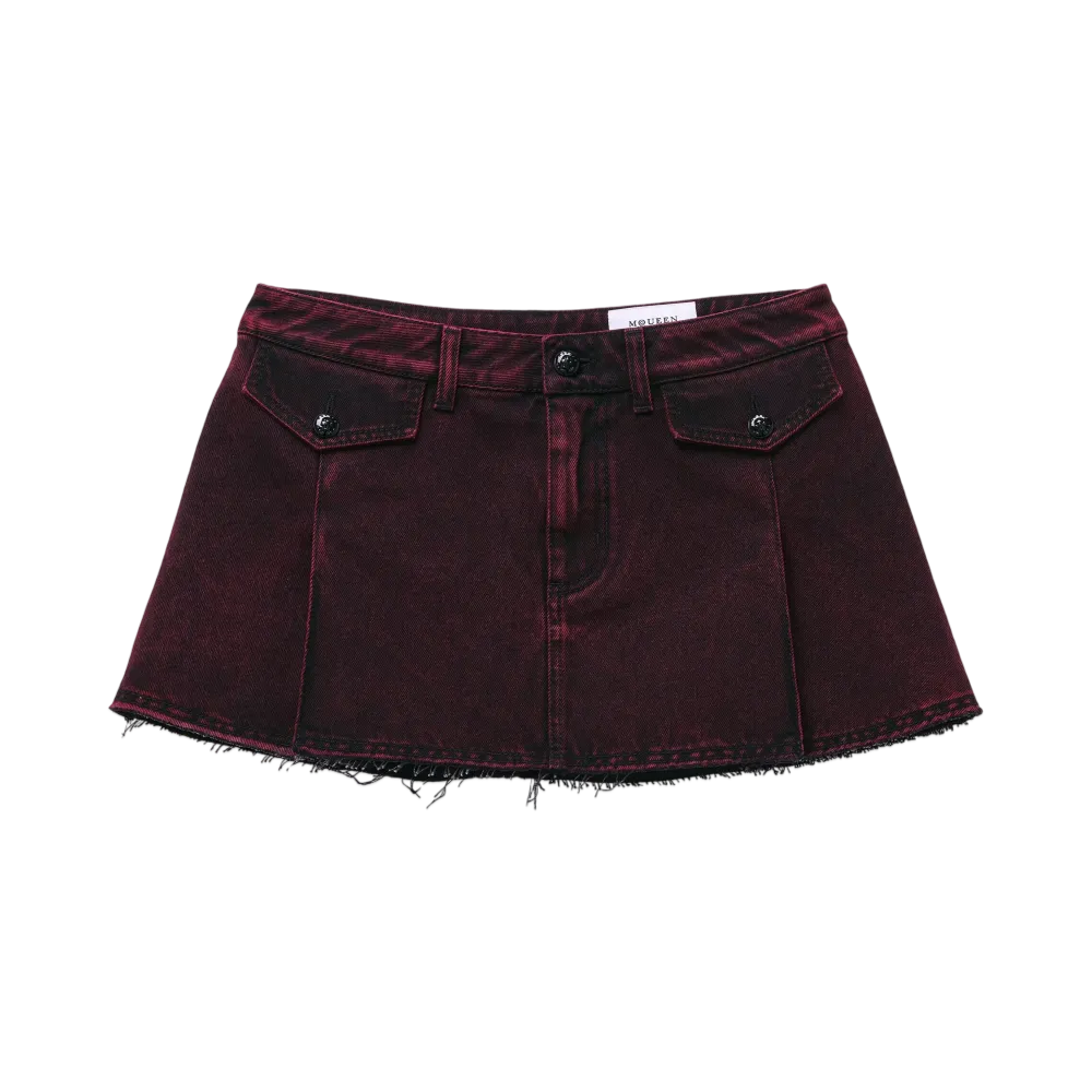 Alexander McQUEEN Overdyed Denim Miniskirt "Bordeaux"