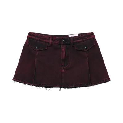 Alexander McQUEEN Overdyed Denim Miniskirt "Bordeaux"
