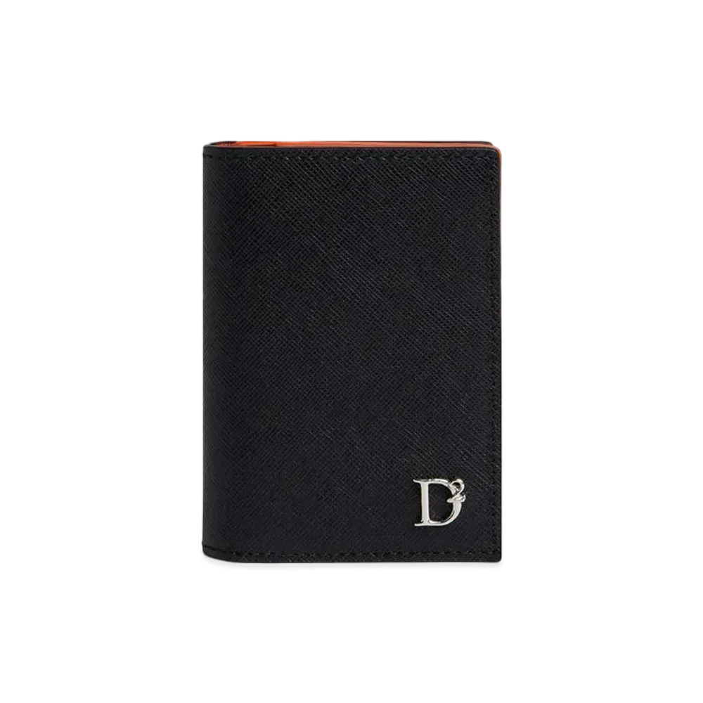 Dsquared2 D2 Statement Bi-Fold Credit Card Holder "Black/Orange"