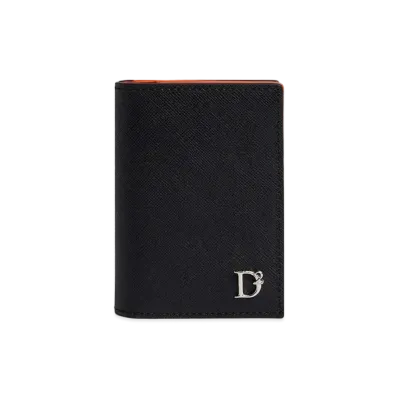 Dsquared2 D2 Statement Bi-Fold Credit Card Holder "Black/Orange"