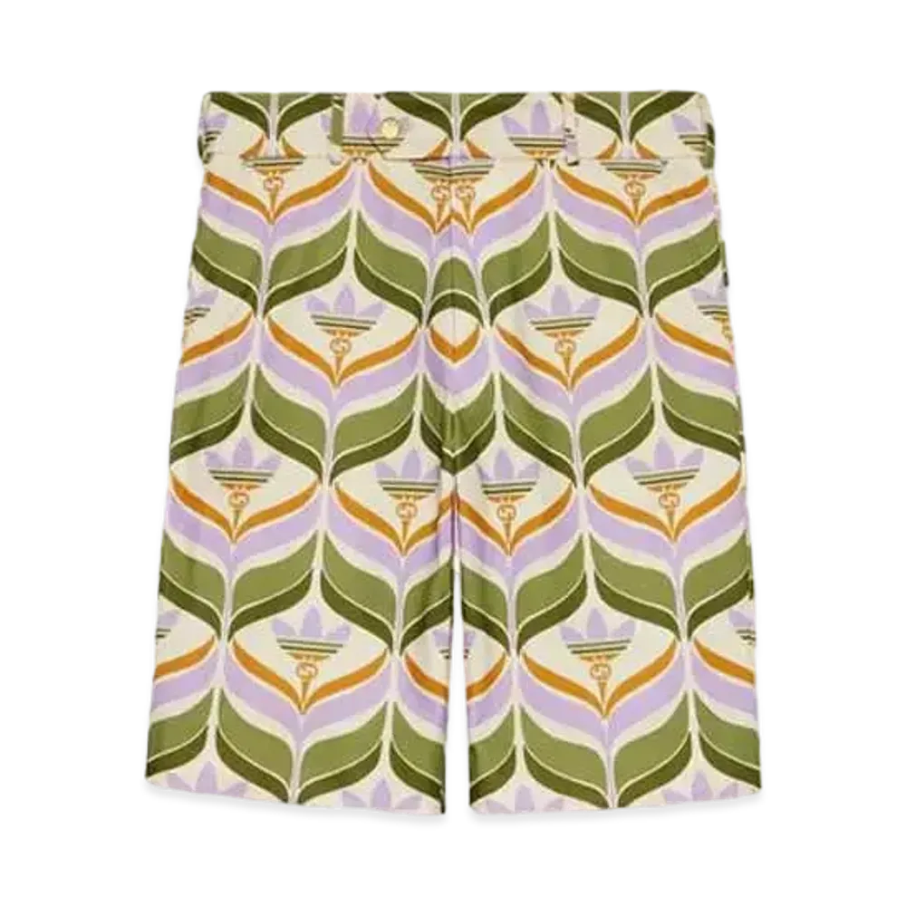 adidas x GUCCI Trefoil Print Shorts "Green/Ivory"