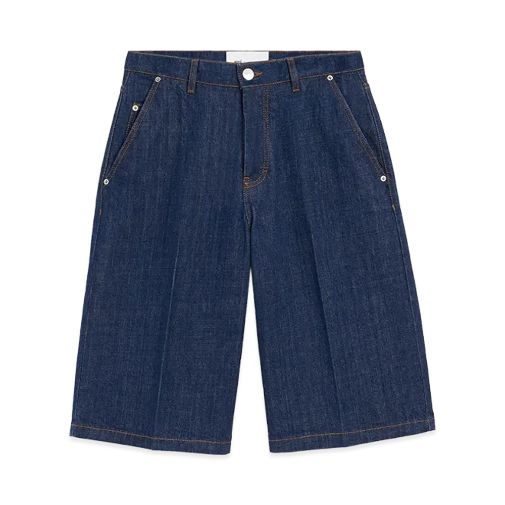AMI PARIS Cotton Loose Bermuda Shorts "Blue"
