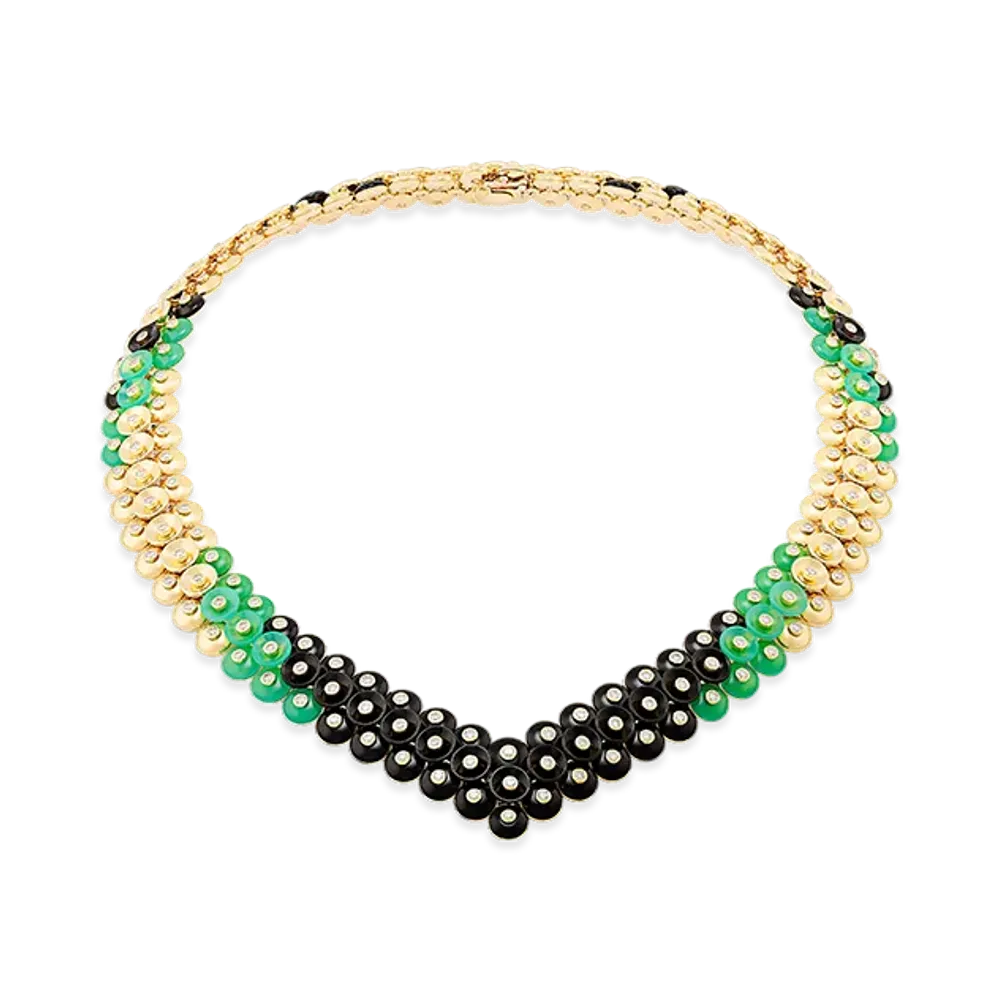 Van Cleef & Arpels Bouton d'or necklace "18K Yellow gold/Onyx/Chrysoprase/Diamond"