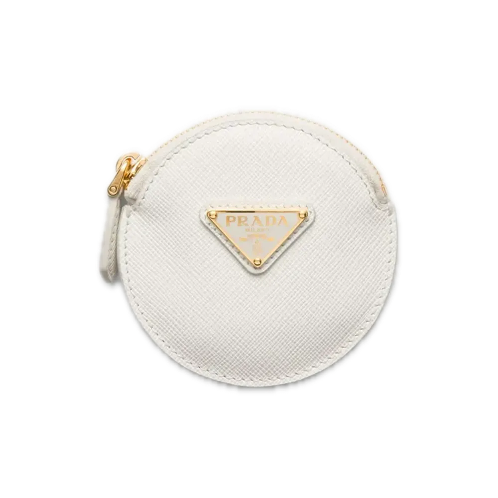 PRADA Saffiano Triangle Coin Case "White"