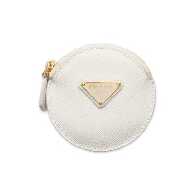 PRADA Saffiano Triangle Coin Case "White"