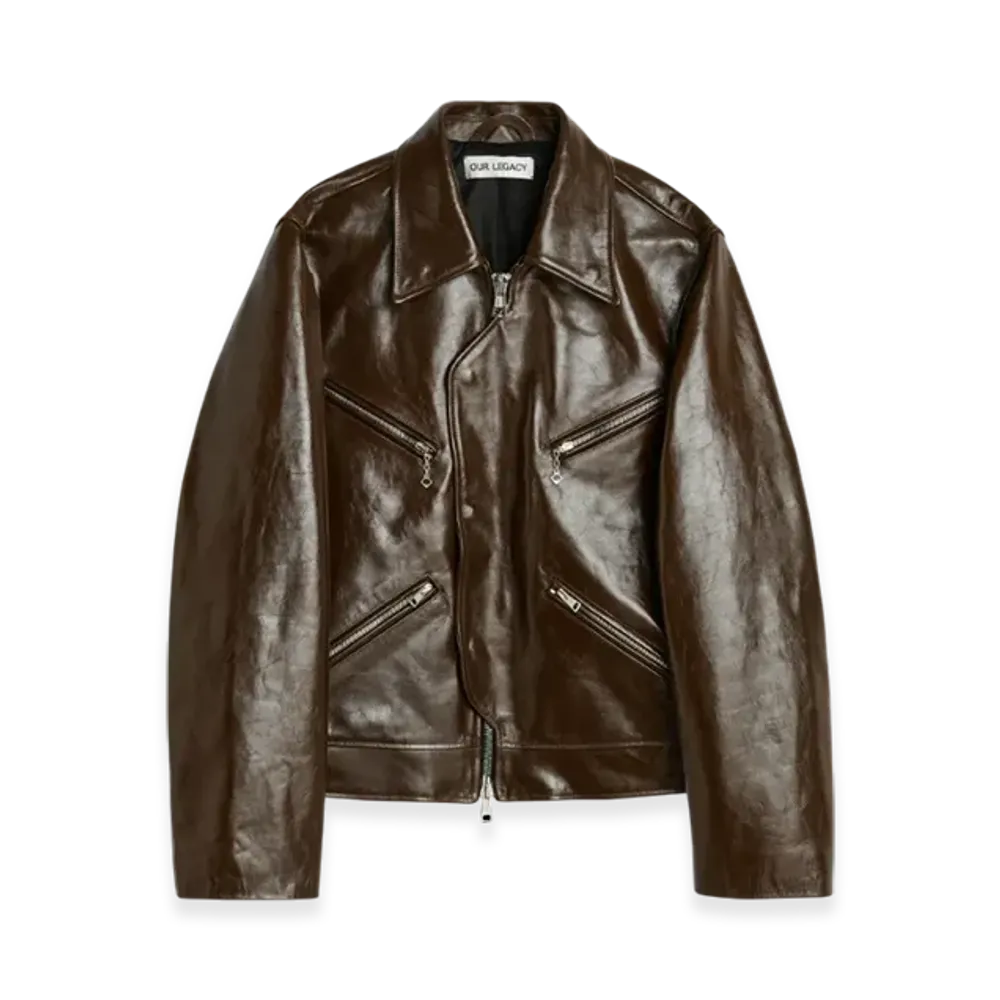 OUR LEGACY Demon Leather Jacket "Olive"