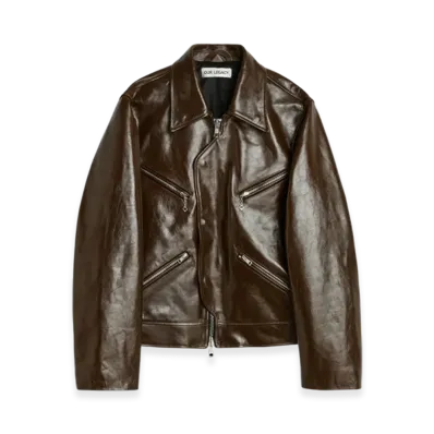 OUR LEGACY Demon Leather Jacket "Olive"