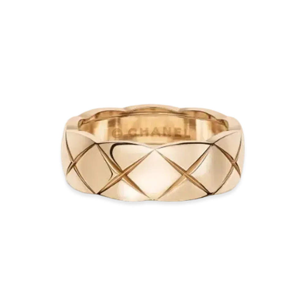 CHANEL Coco Crush Ring Quilted Motif Small Version 18K "Beige Gold"