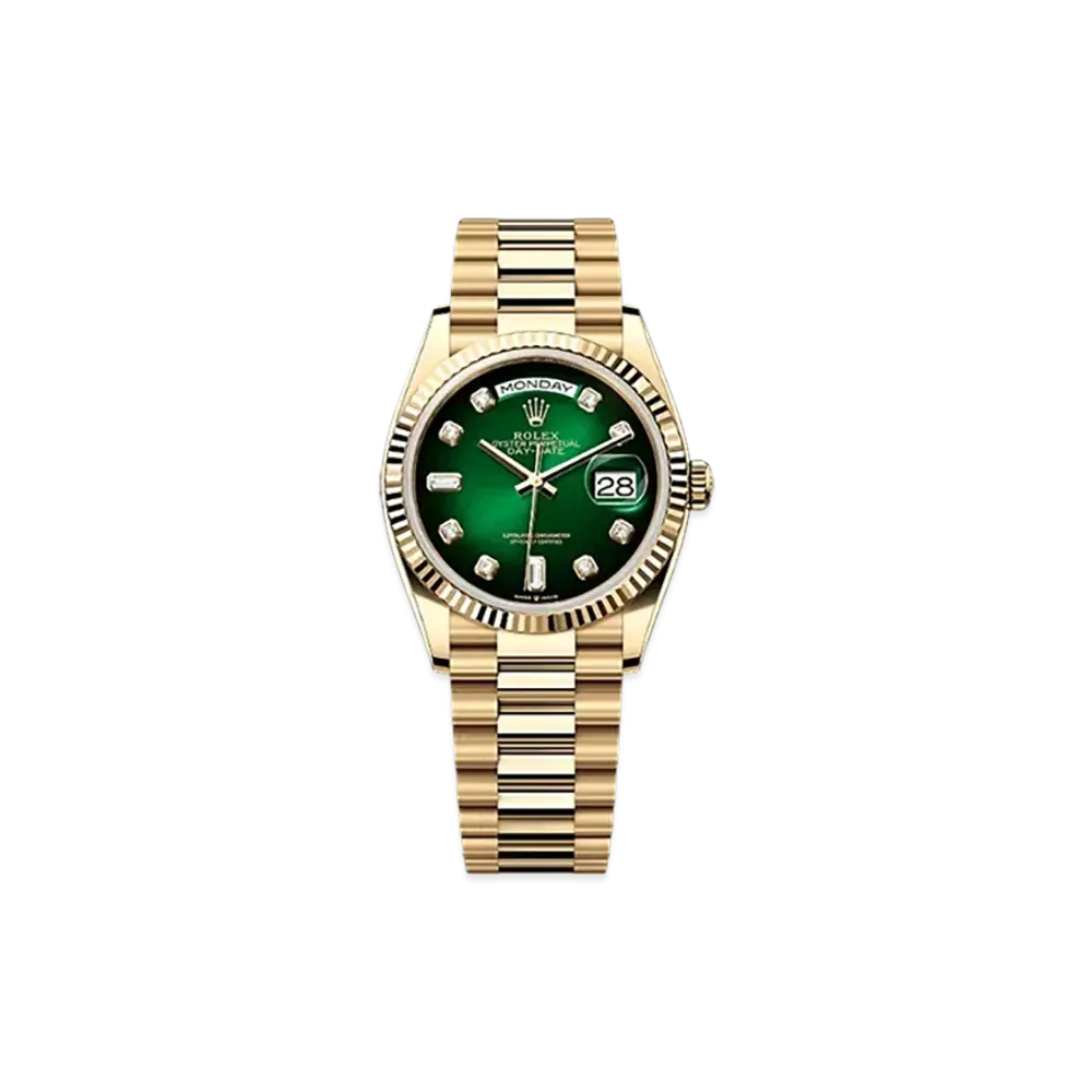 ROLEX Day-Date 36mm Yellow Gold 128238 "Green Ombre"