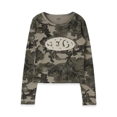 X-Girl Oval Logo Patch L/S Compact Top "Camo"