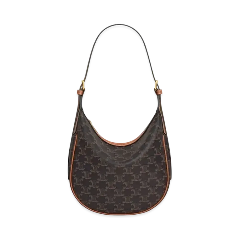 CELINE Small Heloise Bag Cuir Triomphe In Triomphe Canvas and Calfskin "Tan"