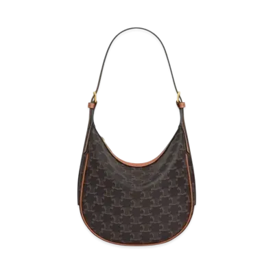 CELINE Small Heloise Bag Cuir Triomphe In Triomphe Canvas and Calfskin "Tan"