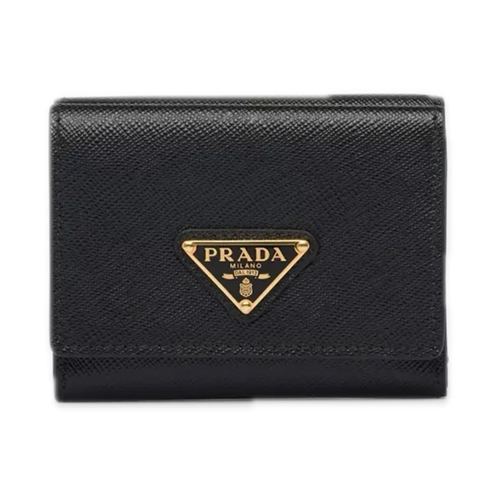 PRADA Saffiano Triangle Wallet "Black"