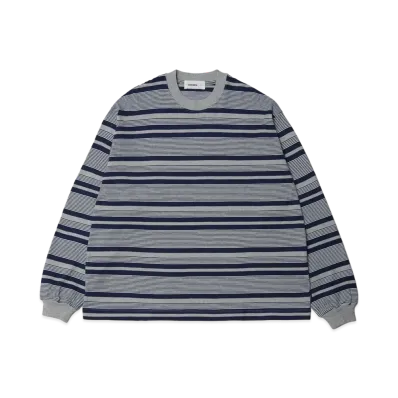 everyone Border Long Sleeve Tee Shirt "Navy"