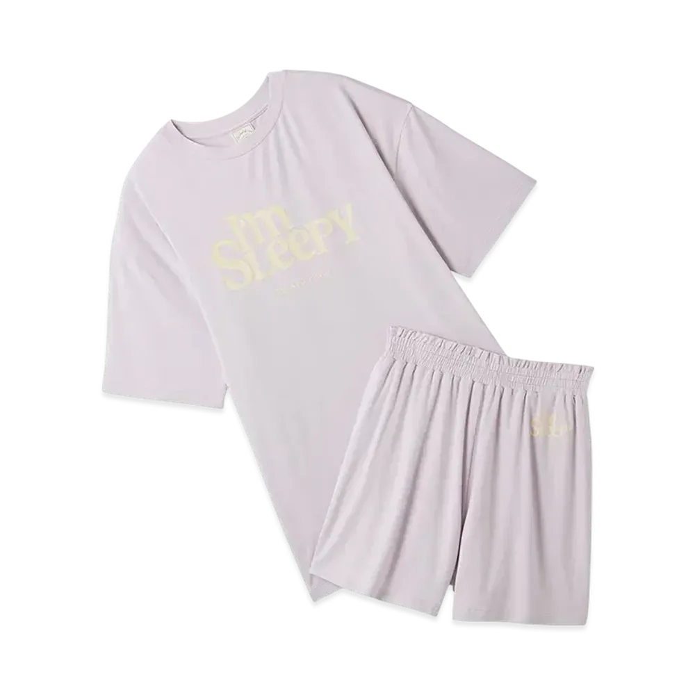 GELATO PIQUE Colorful Rayon Logo Big T-Shirt & Shorts Set "Lavender"