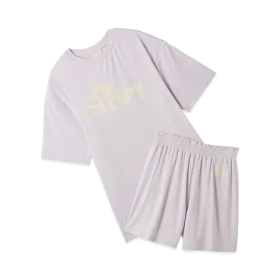 GELATO PIQUE Colorful Rayon Logo Big T-Shirt & Shorts Set "Lavender"