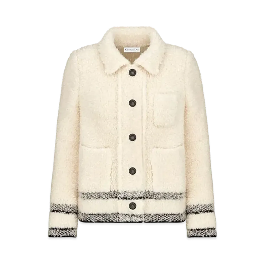 Dior Caro Jacket Wool-Blend Fleece Knit "Ecru"
