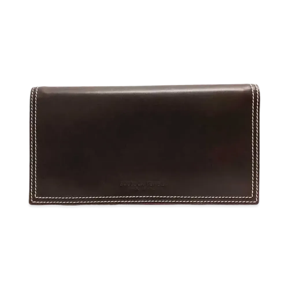 Bottega Veneta Calfskin Bi-fold Wallet With Card Case "Brown/Wine Red"