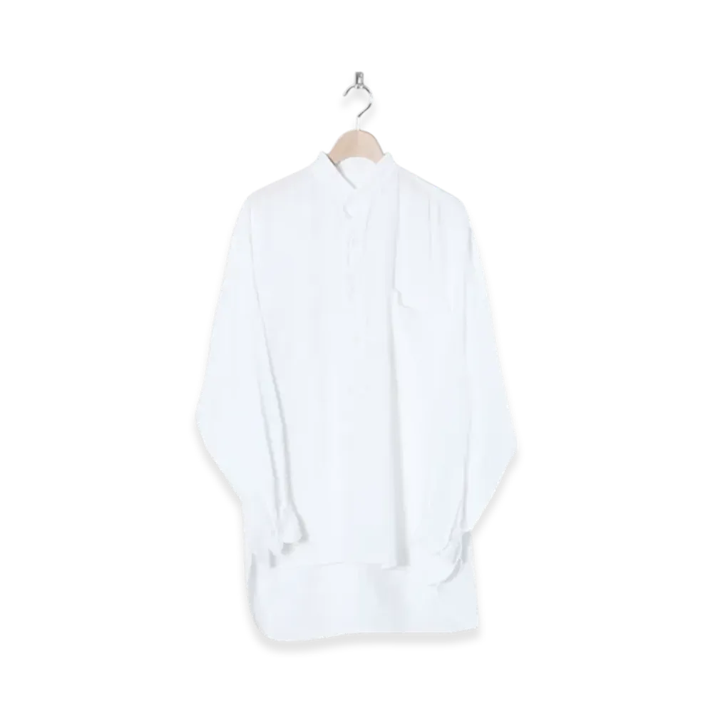 COMOLI Linen Double Cloth Pullover Shirt "White"