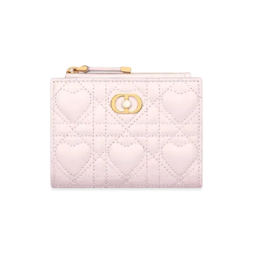 Dior Dioramour Dior Jolie Dahlia Wallet Cannage Lambskin with Heart Motif "Pale Pink"