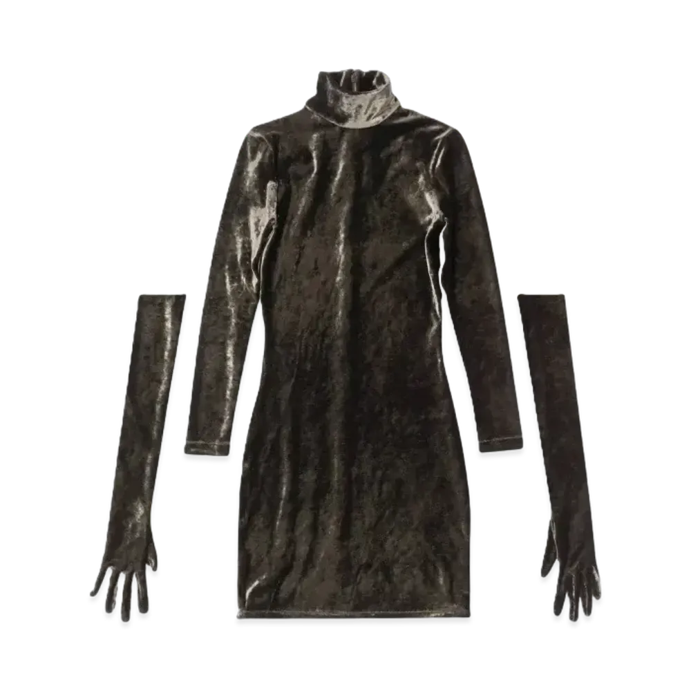 BALENCIAGA Women's Turtleneck Dresses "Coffee"