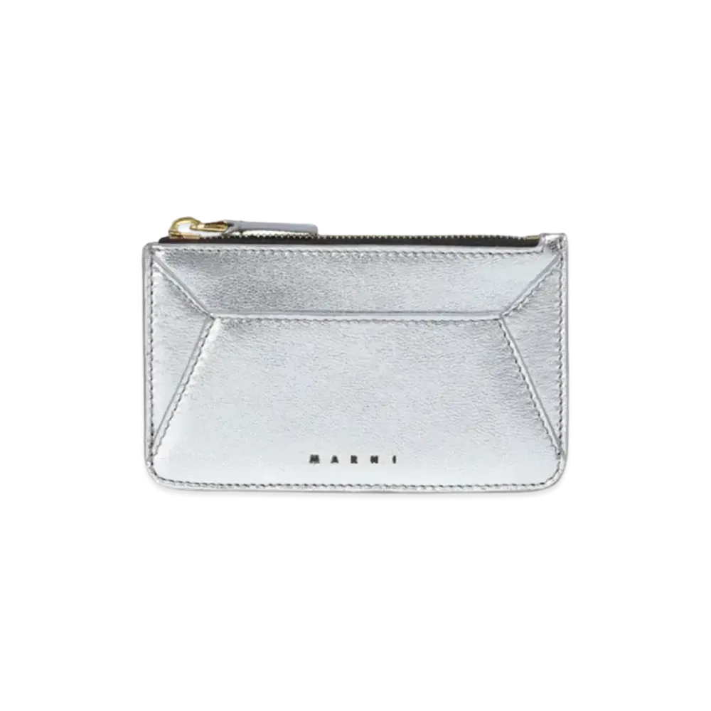 Marni Silver Metallic Nappa Leather Card Case "Silver"